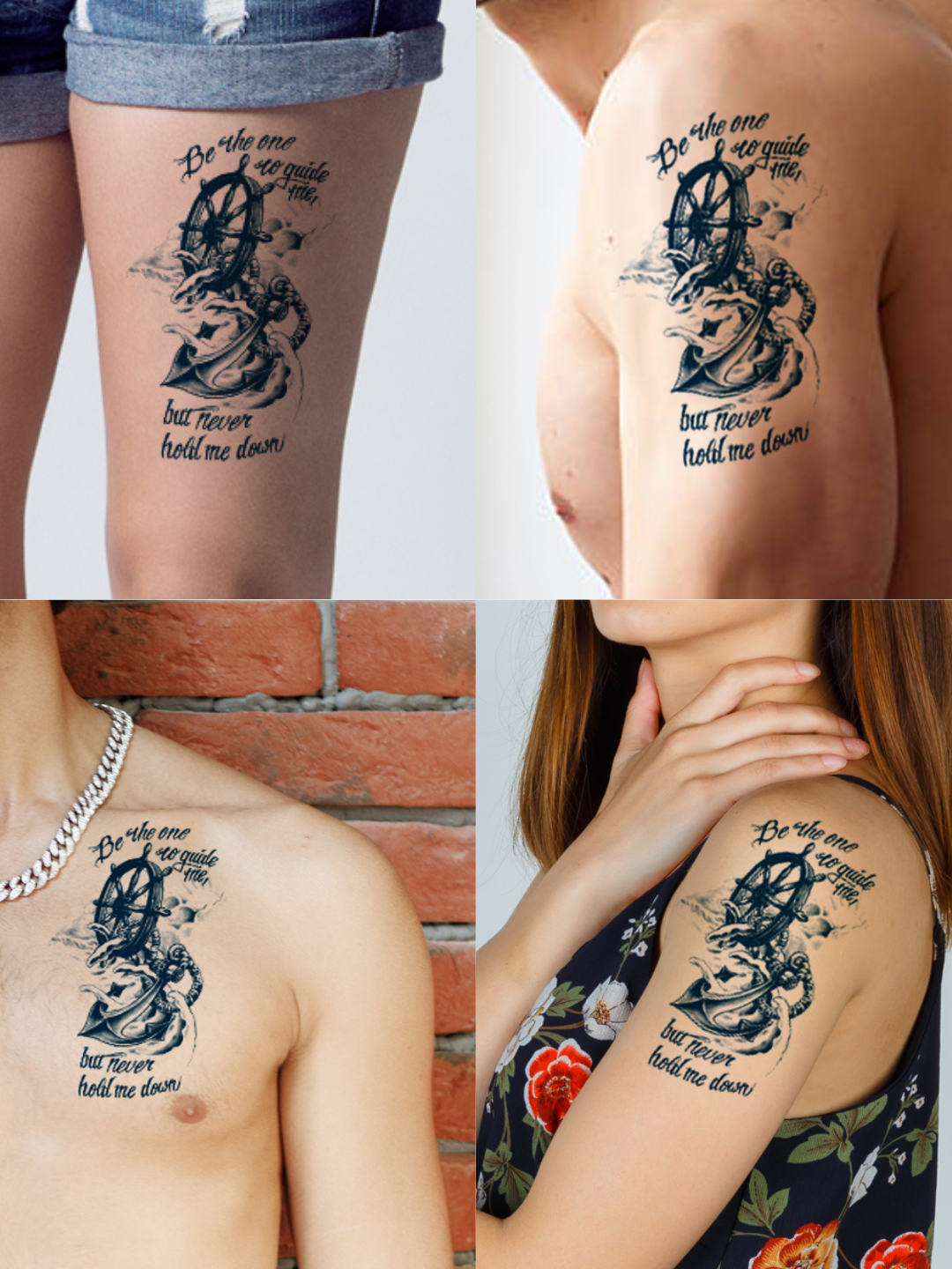 100% Plant-Based  Realistic Matte Finish  Semi Permanent Temporary Tattoo Sticker (Male)