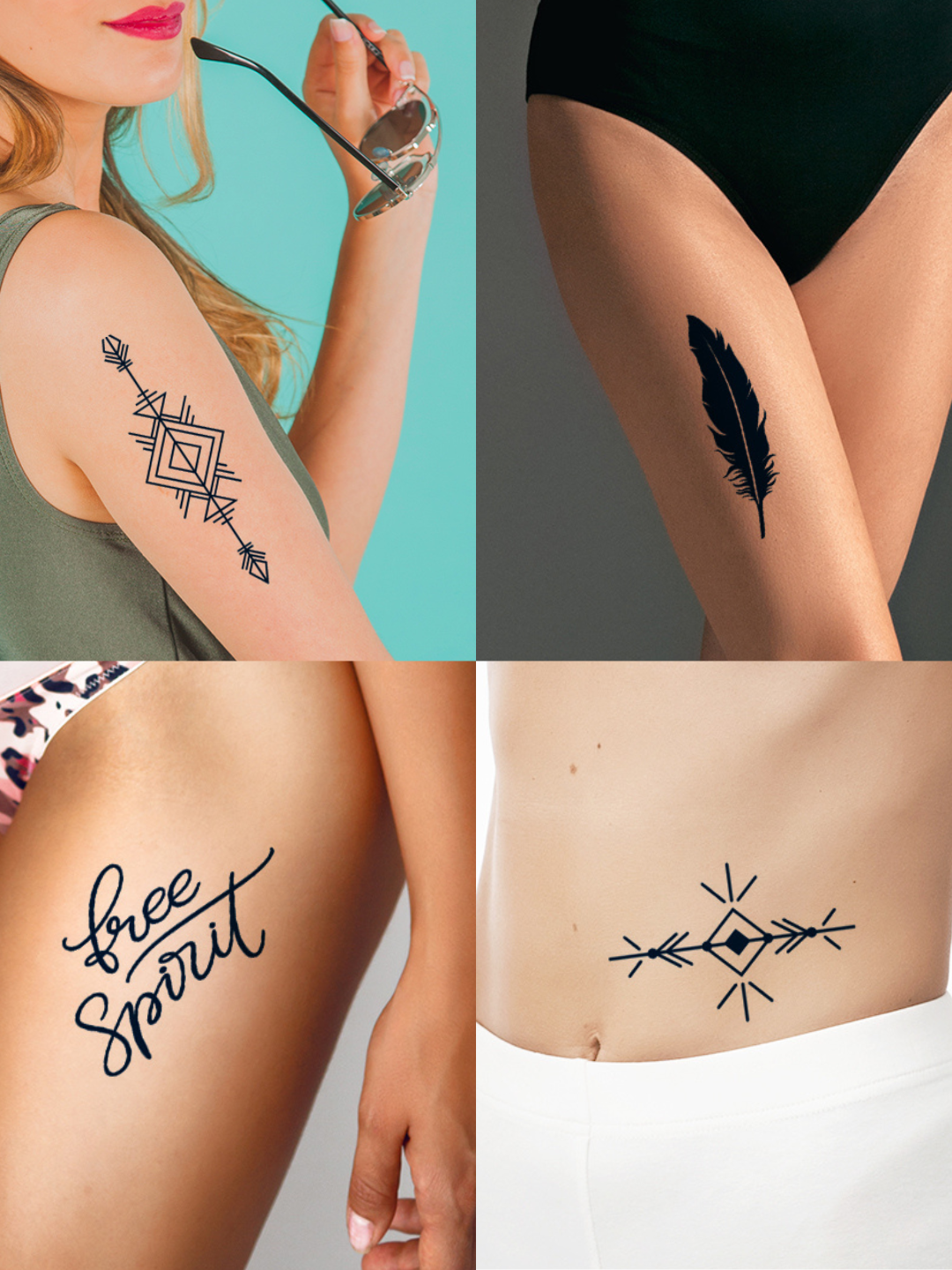 100% Plant-Based  Realistic Matte Finish  Semi Permanent Temporary Tattoo Sticker (Female)