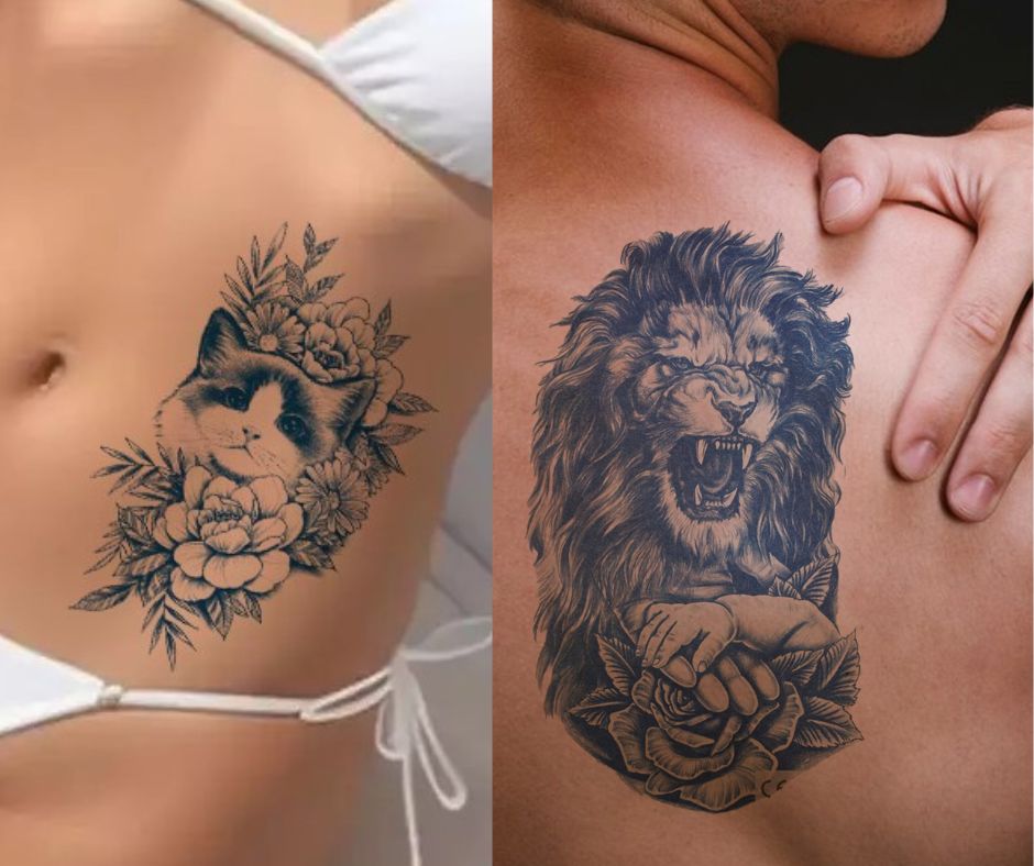 Combo of 100% Plant-Based  Realistic Matte Finish  Semi Permanent Temporary Tattoo Sticker (Couple)