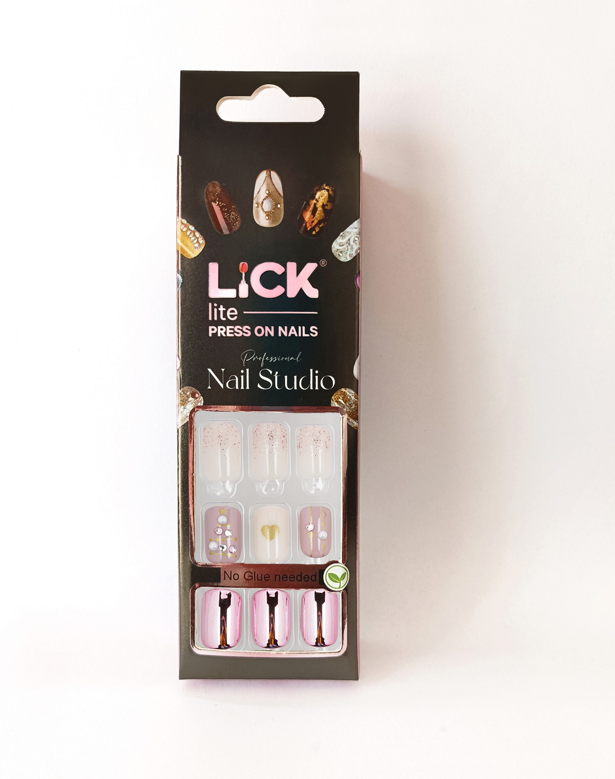 Lick Nail Glossy Finish Square Shape Press On Nails Pack Of 30 Pcs