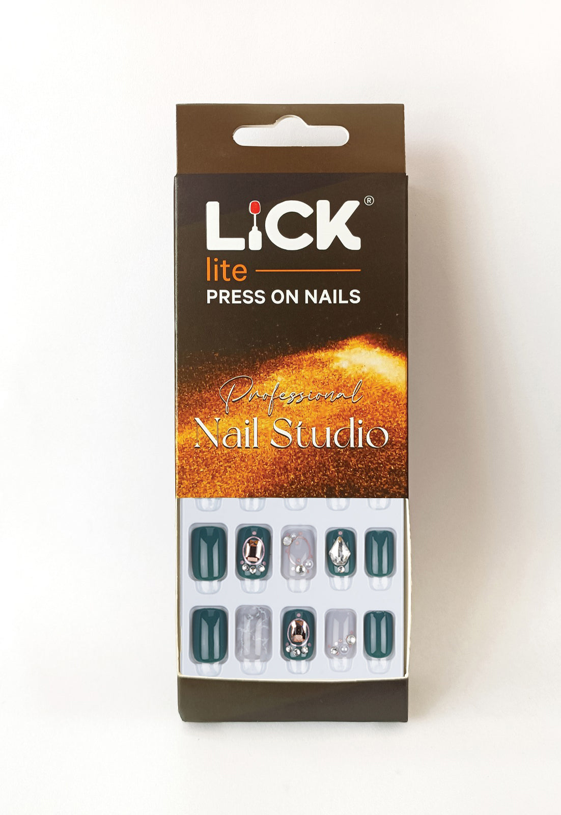 Lick Nail Glossy Finish Square Shape Press On Nails Pack Of 30 Pcs