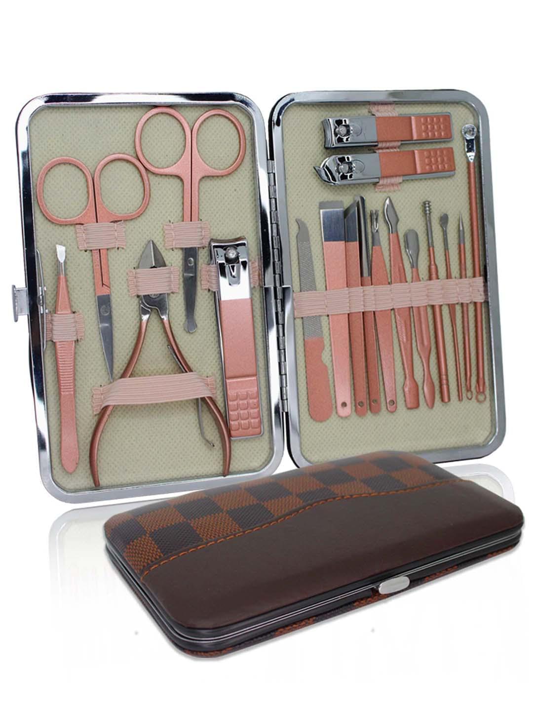 Lick Manicure Kit, Pedicure Tools For Feet, Nail Clipper, Manicure Pedicure Kit For Women And Men, 18 Pieces, Rose Gold