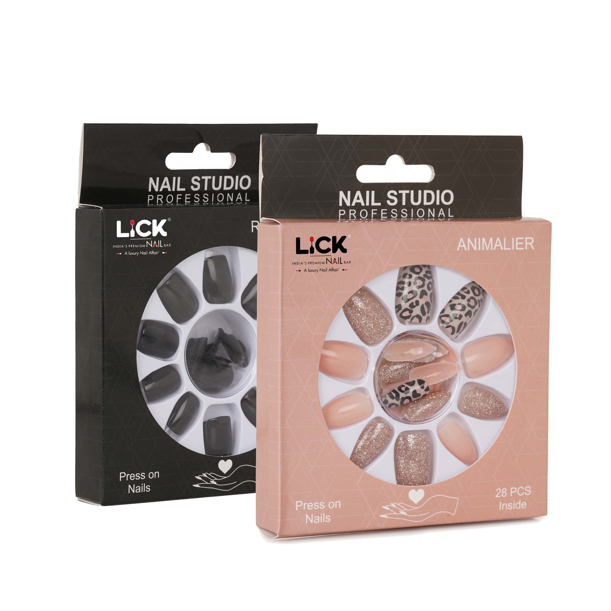 Lick Nails Acrylic Press on Nails With Application Kit, Combo of 2 (24, 28 Pcs Per Pack)