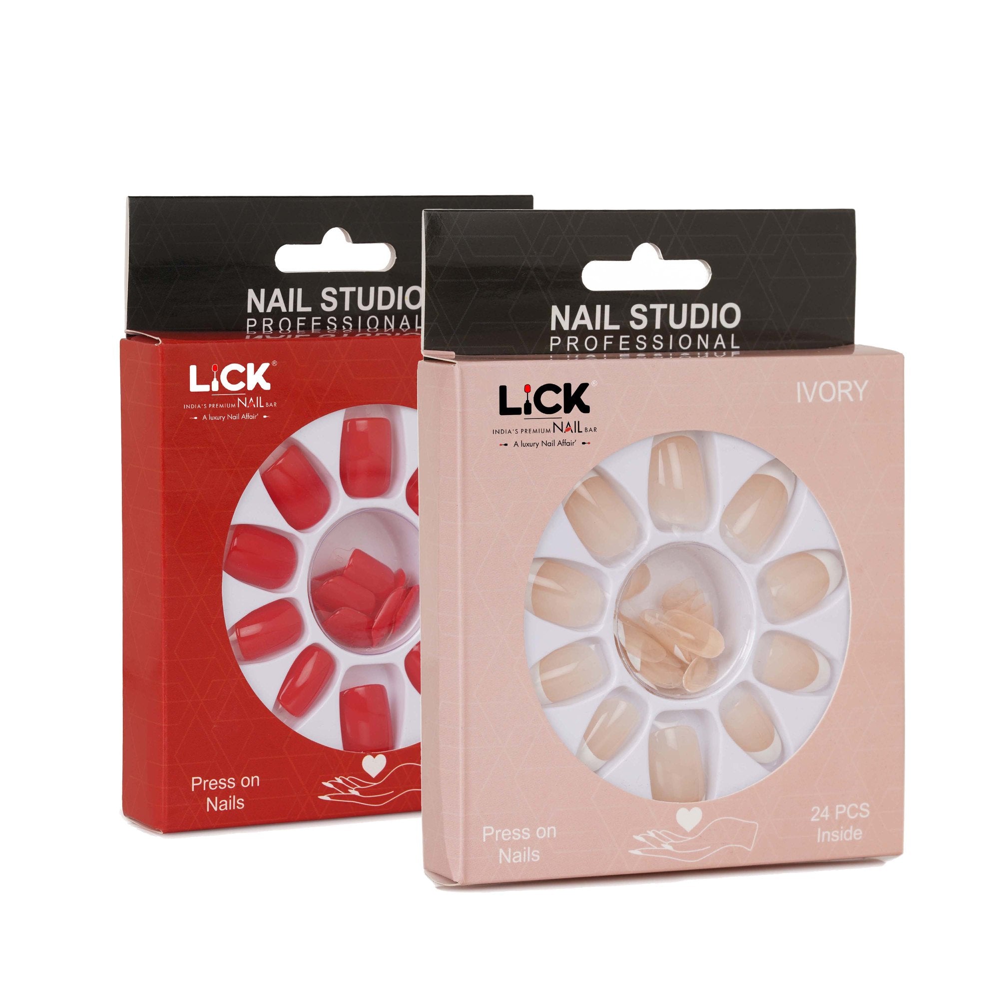 Lick Nails Acrylic Press on Nails With Application Kit, Combo of 2, 24 Pcs Per Pack